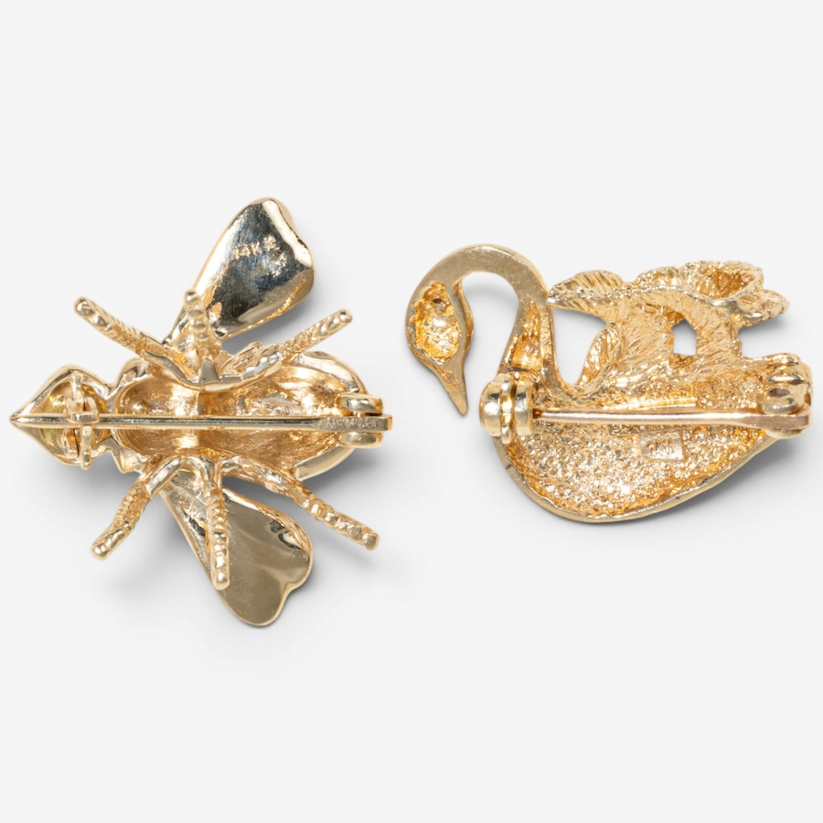Image 756066_ALTMORE3.jpg, Product 756-066 / Price $2,495.00, Estate Originals 14K Yellow Gold Fly Motif and Swan Motif Scatter Pins from Estate Originals on TSC.ca's Jewellery department