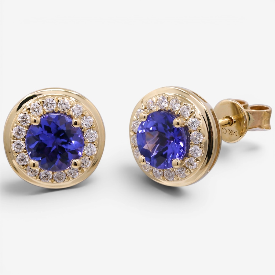 Image 756070.jpg, Product 756-070 / Price $1,549.99, 14K Yellow Gold Tanzanite & Diamond Stud Earrings from Diamond Show on TSC.ca's Jewellery department