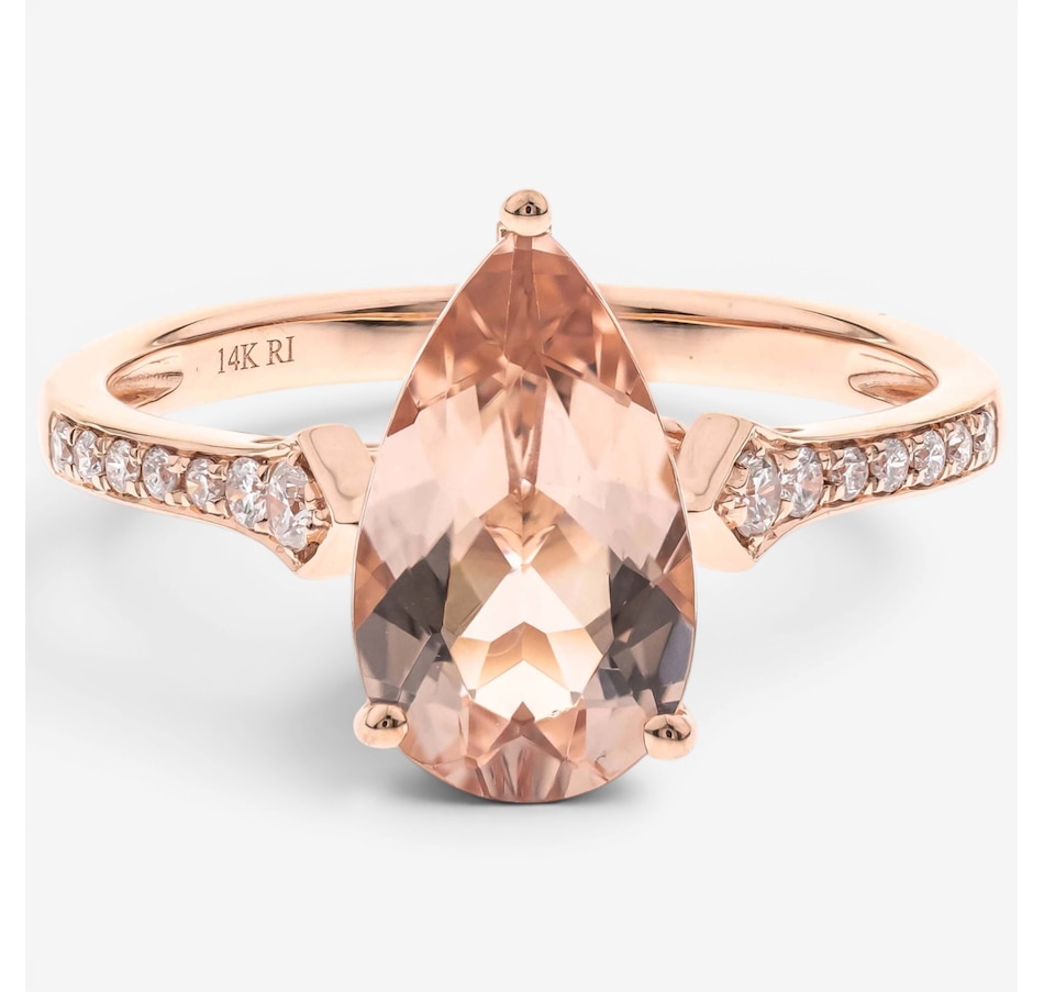 Image 756071.jpg, Product 756-071 / Price $1,799.99, 14K Rose Gold Pear Shape Morganite & Diamond Ring from Diamond Show on TSC.ca's Jewellery department