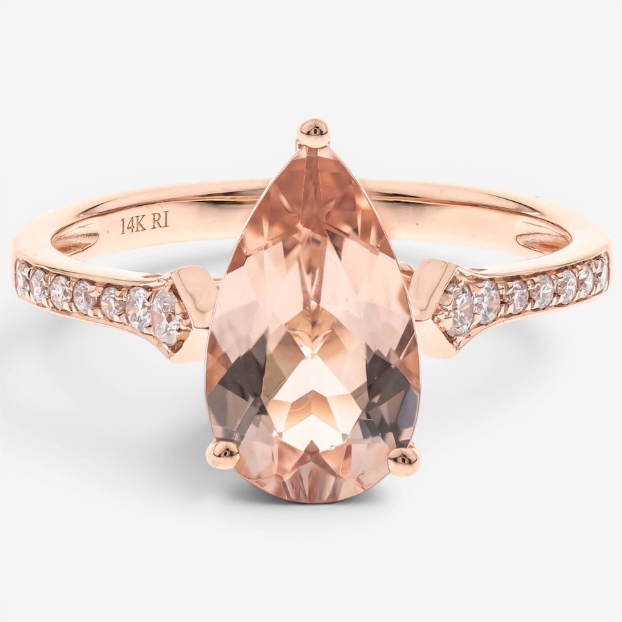 Image 756071.jpg, Product 756-071 / Price $1,999.99, 14K Rose Gold Pear Shape Morganite & Diamond Ring from Diamond Show on TSC.ca's Jewellery department