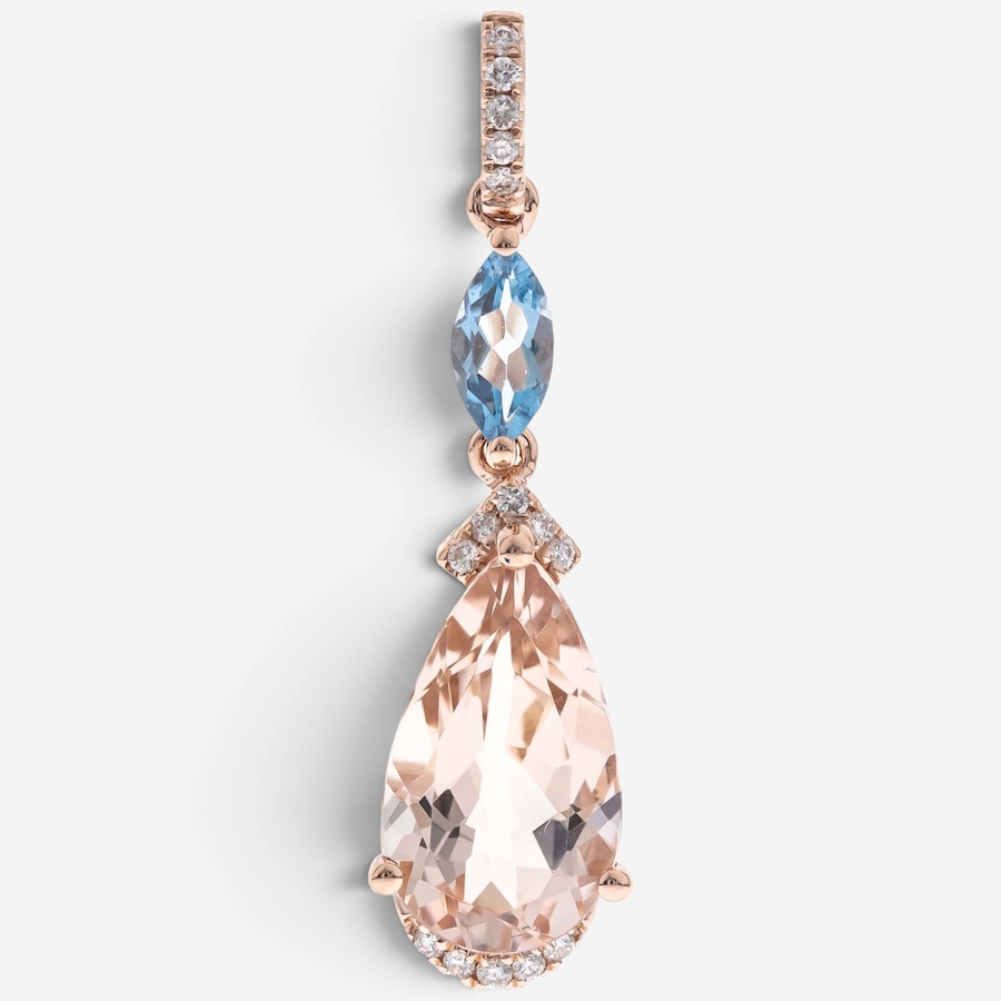 Image 756072_ALTMORE1.jpg, Product 756-072 / Price $1,129.99, 10K Rose Gold Pear Shape Morganite, Aquamarine & Diamond Pendant with Chain from Diamond Show on TSC.ca's Jewellery department