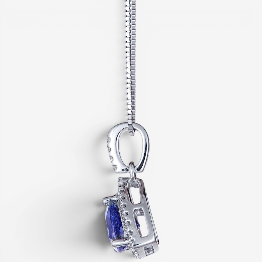 Image 756074_ALTMORE1.jpg, Product 756-074 / Price $1,499.99, 10K White Gold Trillion Shape Tanzanite & Diamond Pendant with Chain from Diamond Show on TSC.ca's Jewellery department