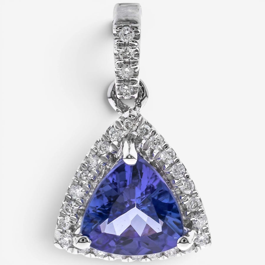 Image 756074_ALTMORE2.jpg, Product 756-074 / Price $1,499.99, 10K White Gold Trillion Shape Tanzanite & Diamond Pendant with Chain from Diamond Show on TSC.ca's Jewellery department