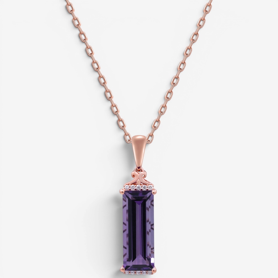 Image 756075.jpg, Product 756-075 / Price $1,129.99, 10K Rose Gold Amethyst & Diamond Pendant with Chain from Diamond Show on TSC.ca's Jewellery department