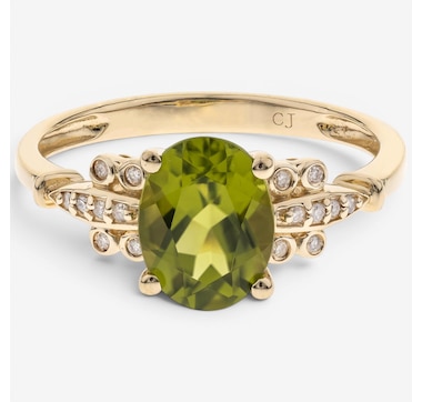 10K Yellow Gold Peridot &amp; Diamond Ring
