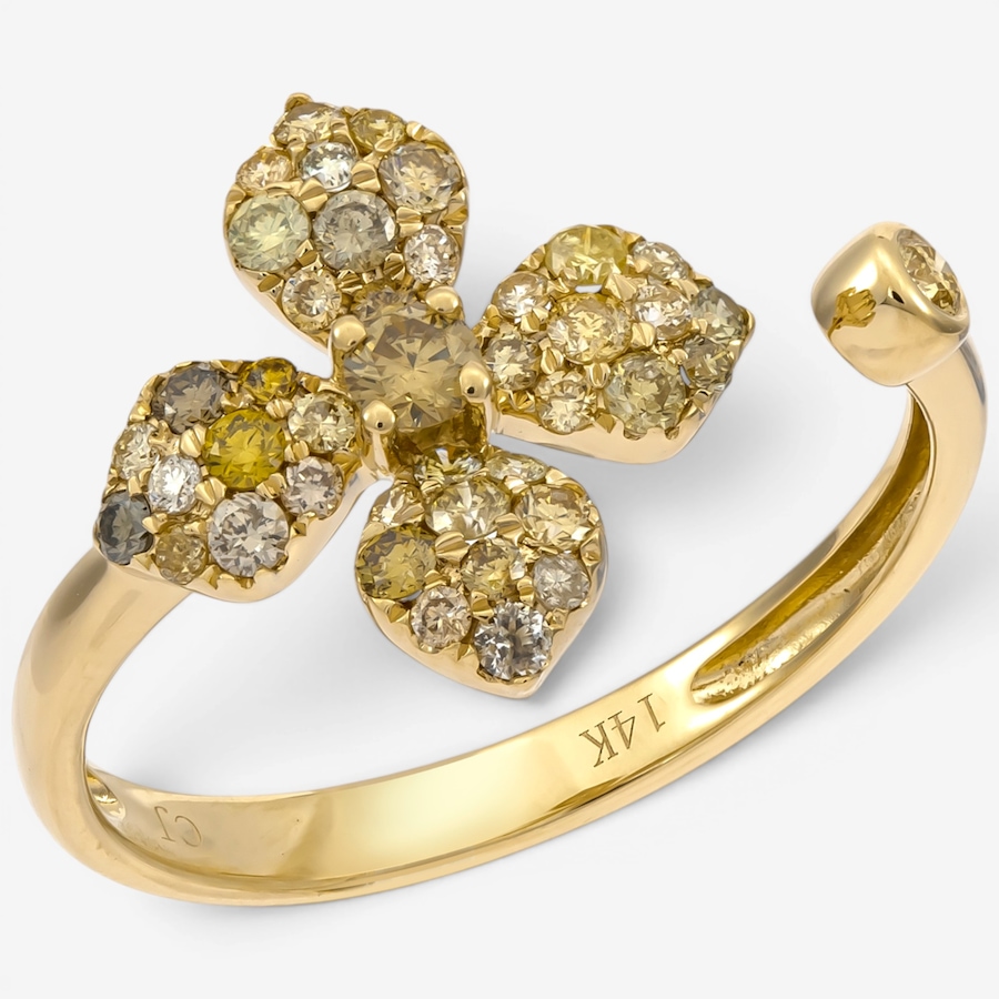 Image 756086.jpg, Product 756-086 / Price $1,399.99, Cirari 14K Yellow Gold Multi Colour Diamond Flower Ring from Cirari on TSC.ca's Jewellery department