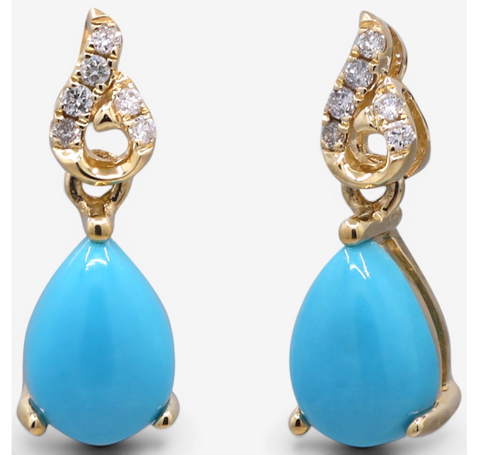 Image 756096.jpg, Product 756-096 / Price $599.99, Cirari 10K Yellow Gold Turquoise & Diamond Earrings from Cirari on TSC.ca's Jewellery department