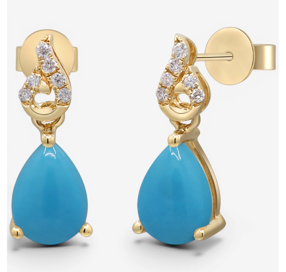 Image 756096_ALTMORE2.jpg, Product 756-096 / Price $599.99, Cirari 10K Yellow Gold Turquoise & Diamond Earrings from Cirari on TSC.ca's Jewellery department