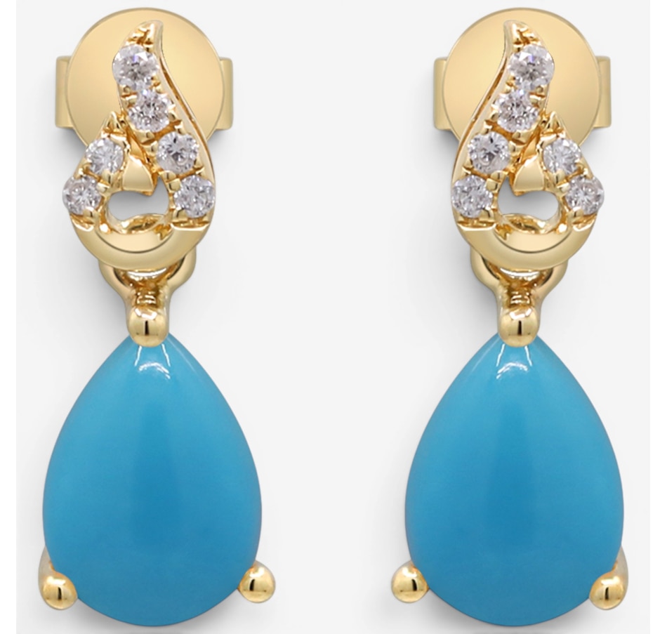 Image 756096_ALTMORE3.jpg, Product 756-096 / Price $599.99, Cirari 10K Yellow Gold Turquoise & Diamond Earrings from Cirari on TSC.ca's Jewellery department