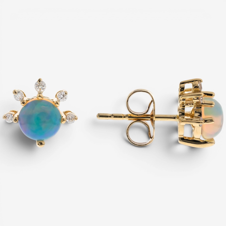 Image 756098.jpg, Product 756-098 / Price $849.99, Cirari 14K Yellow Gold Ethiopian Opal & Diamond Stud Earrings from Cirari on TSC.ca's Jewellery department