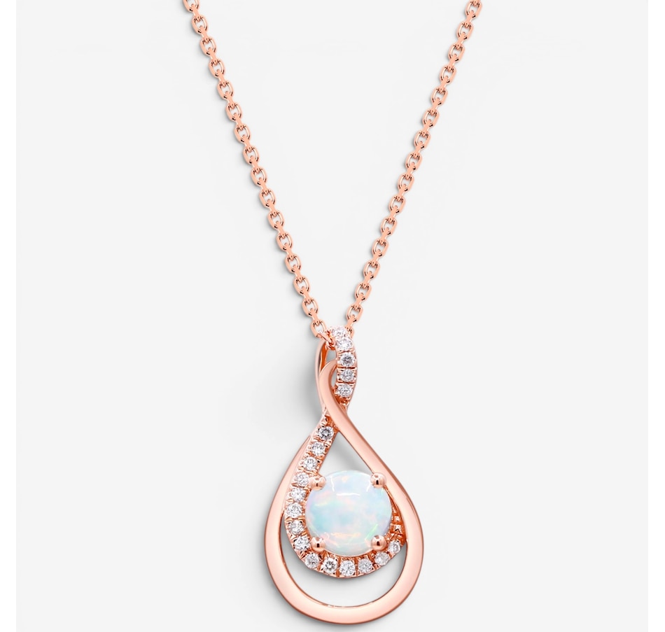 Image 756101_ALTMORE3.jpg, Product 756-101 / Price $779.99, Cirari 10K Rose Gold Ethiopian Opal & Diamond Pendant With Chain from Cirari on TSC.ca's Jewellery department