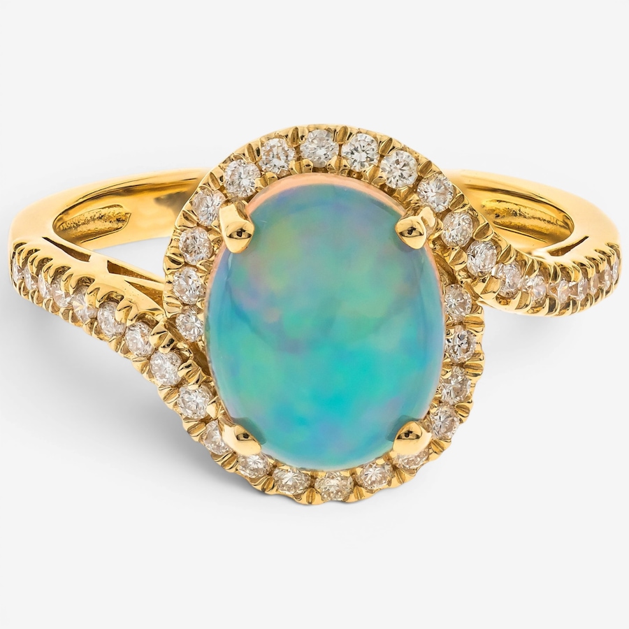 Image 756107.jpg, Product 756-107 / Price $1,599.99, Cirari 10K Yellow Gold Ethiopian Opal & Diamond Ring from Cirari on TSC.ca's Jewellery department