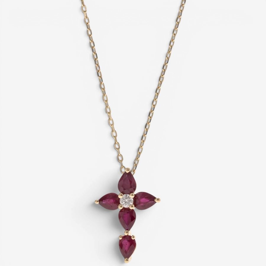 Image 756112.jpg, Product 756-112 / Price $799.99, Cirari 10K Yellow Gold Ruby Cross Pendant With Chain from Cirari on TSC.ca's Jewellery department