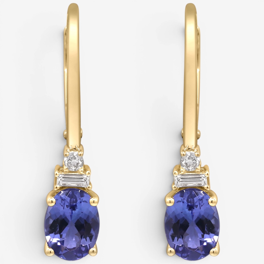 Image 756114.jpg, Product 756-114 / Price $799.99, Cirari 14K Yellow Gold Tanzanite & Diamond Leverback Earrings from Cirari on TSC.ca's Jewellery department