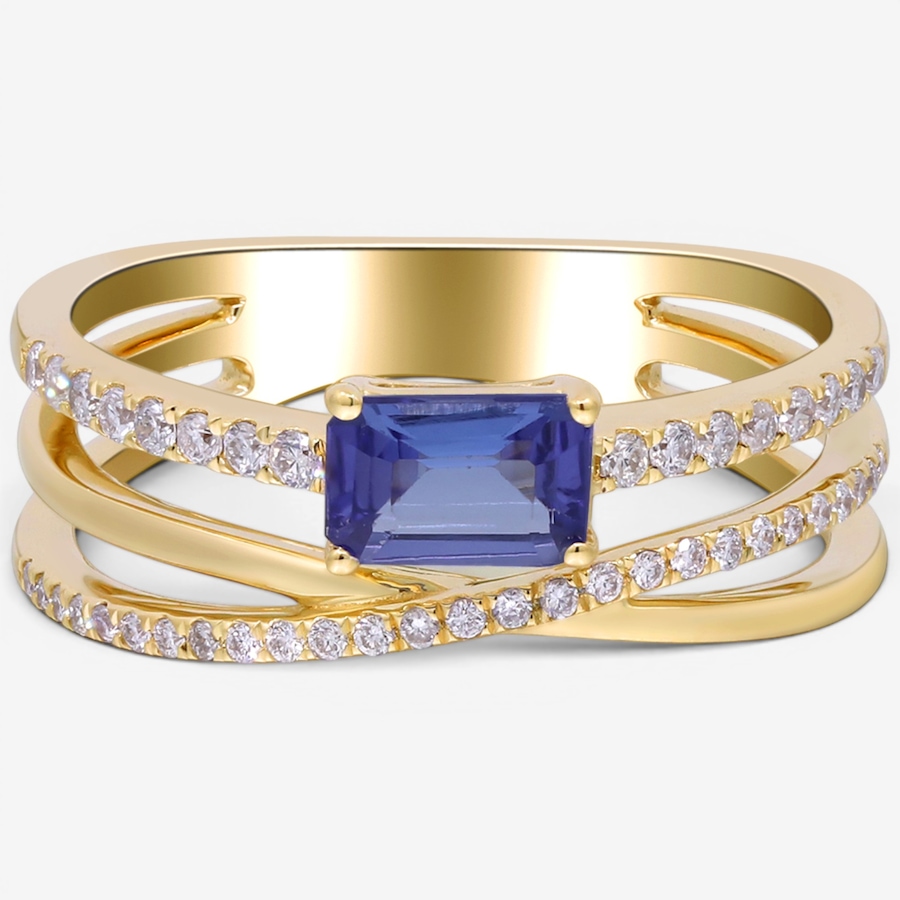Image 756125.jpg, Product 756-125 / Price $2,499.99, Cirari 14K Yellow Gold Tanzanite & Diamond Crossover Ring from Cirari on TSC.ca's Jewellery department