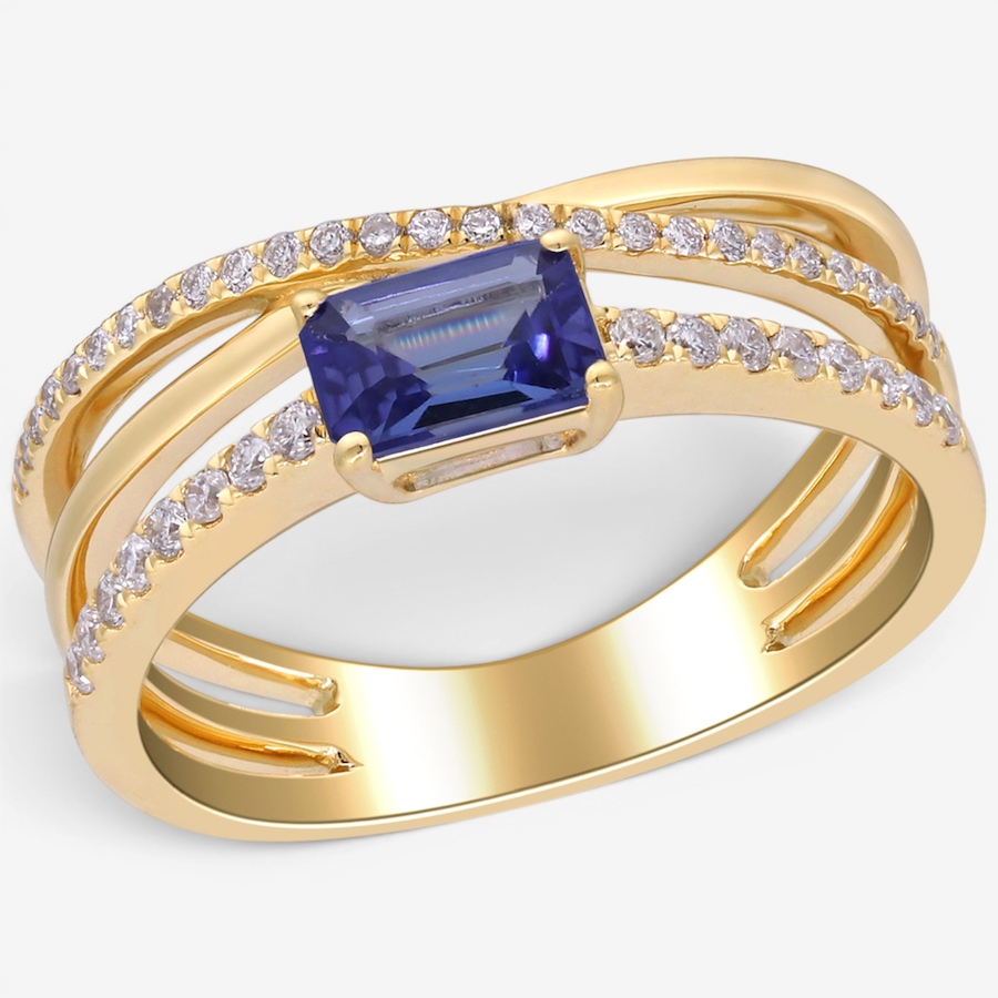 Image 756125_ALTMORE2.jpg, Product 756-125 / Price $2,499.99, Cirari 14K Yellow Gold Tanzanite & Diamond Crossover Ring from Cirari on TSC.ca's Jewellery department