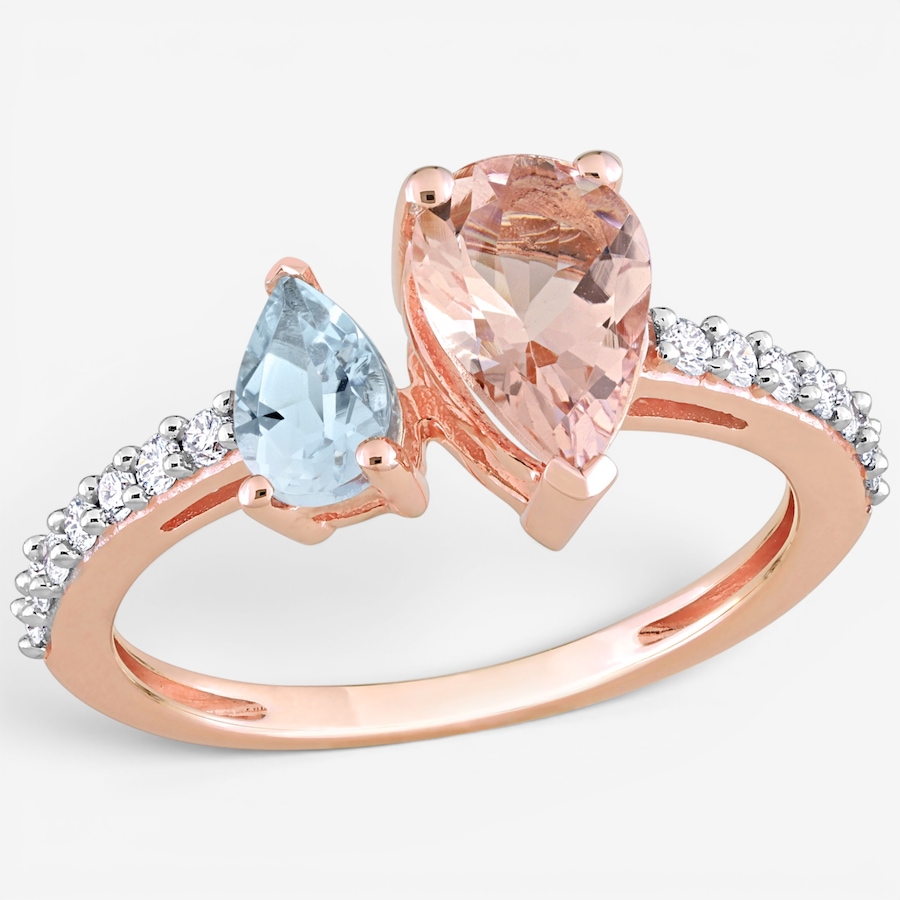 Image 756142.jpg, Product 756-142 / Price $719.90, Jewel of a Deal 14K Rose Gold Morganite, Aquamarine and Diamond Ring from Jewel of a Deal on TSC.ca's Jewellery department