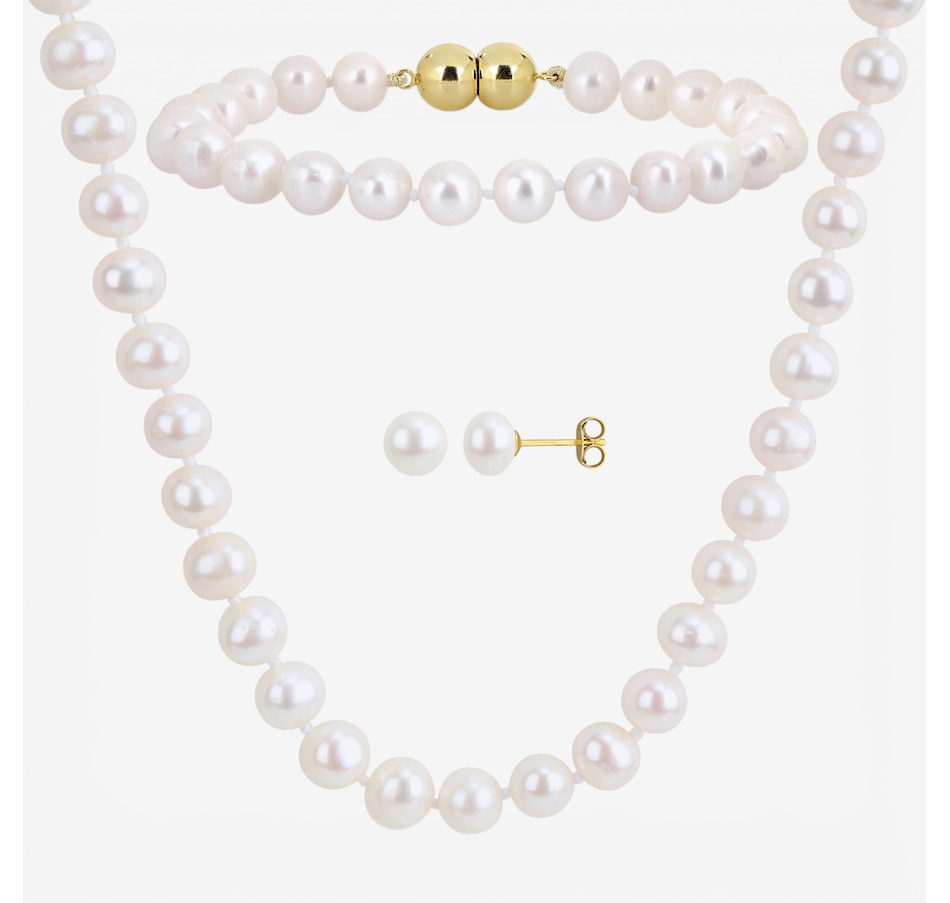 Image 756143.jpg, Product 756-143 / Price $189.99, Jewel of a Deal Sterling Silver Yellow Gold Plate Freshwater Pearl Necklace, Bracelet and Earring Set from Jewel of a Deal on TSC.ca's Jewellery department