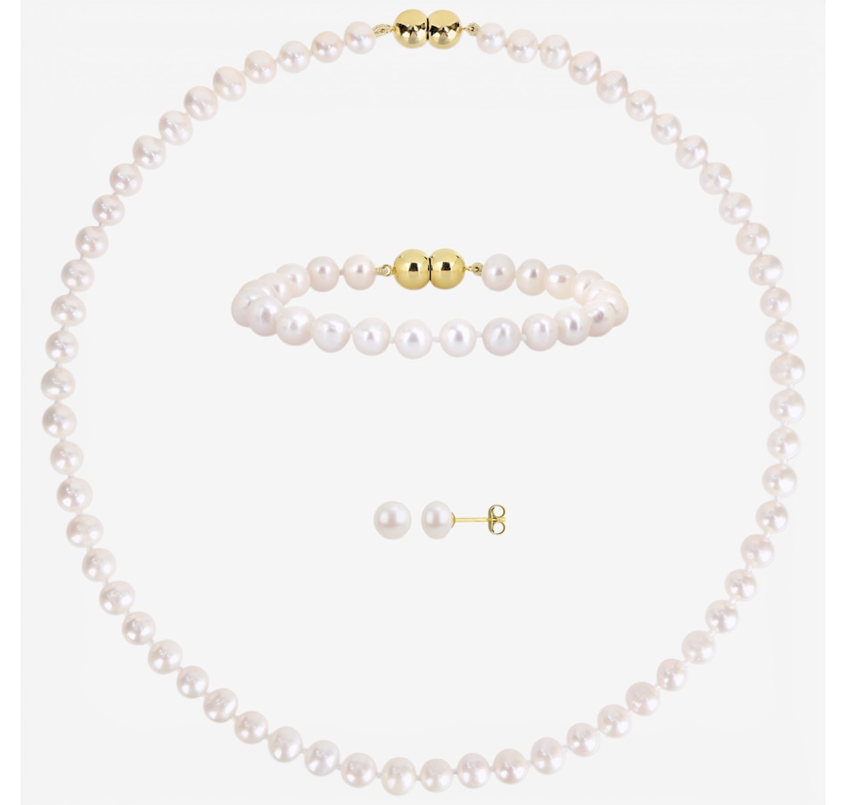 Image 756143_ALTMORE2.jpg, Product 756-143 / Price $189.99, Jewel of a Deal Sterling Silver Yellow Gold Plate Freshwater Pearl Necklace, Bracelet and Earring Set from Jewel of a Deal on TSC.ca's Jewellery department