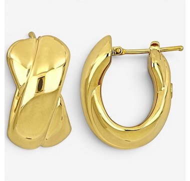Jewel of a Deal 14K Yellow Gold Criss Cross Hoop Earrings