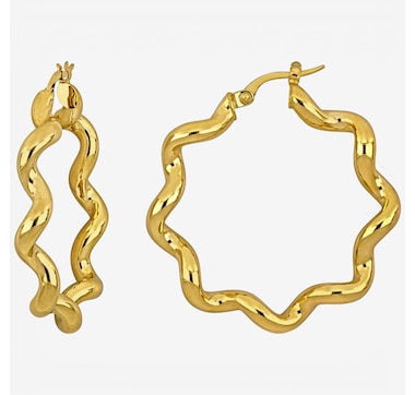 Jewel of a Deal 14K Yellow Gold Wavy Hoop Earrings
