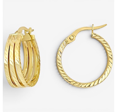 Jewel of a Deal 14K Yellow Gold Multi-Row Textured Hoop Earrings