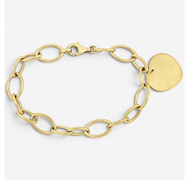 Jewel of a Deal 14K Yellow Gold Link Bracelet with Heart Charm