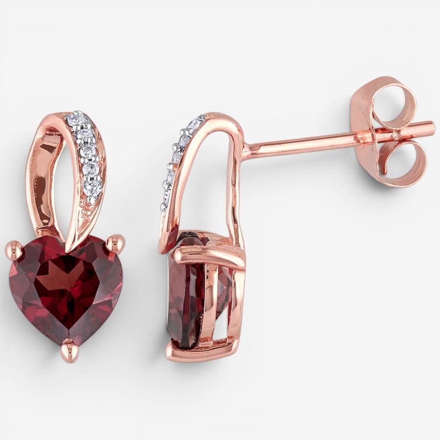 Image 756277.jpg, Product 756-277 / Price $349.99, Jewel of a Deal 10K Rose Gold Garnet and Diamond Heart Stud Earrings from Jewel of a Deal on TSC.ca's Jewellery department