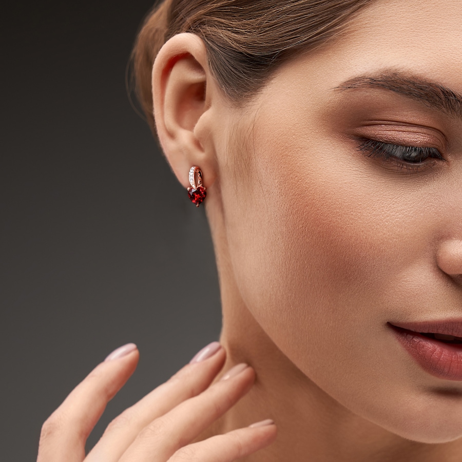 Image 756277_ALTMORE2.jpg, Product 756-277 / Price $349.99, Jewel of a Deal 10K Rose Gold Garnet and Diamond Heart Stud Earrings from Jewel of a Deal on TSC.ca's Jewellery department