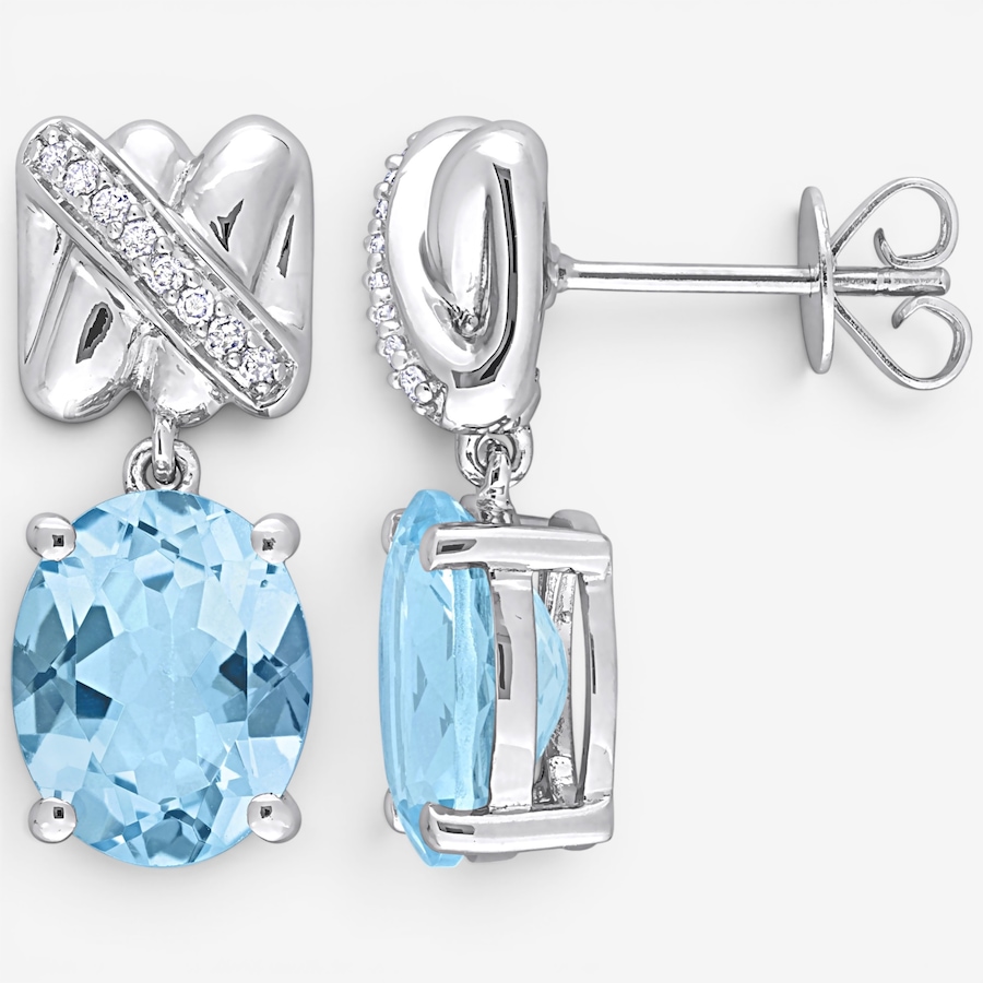Image 756360.jpg, Product 756-360 / Price $749.99, Jewel of a Deal 14K White Gold Sky Blue Topaz Diamond Drop Earrings from Jewel of a Deal on TSC.ca's Jewellery department