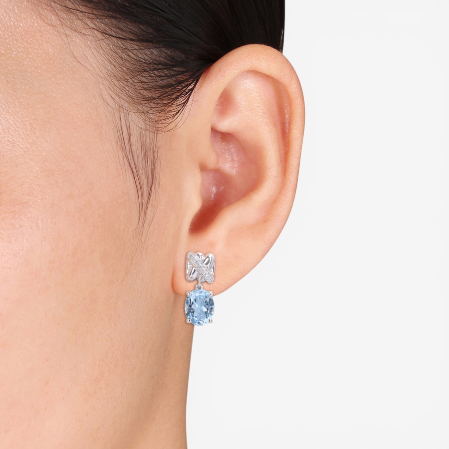 Image 756360_ALTMORE1.jpg, Product 756-360 / Price $749.99, Jewel of a Deal 14K White Gold Sky Blue Topaz Diamond Drop Earrings from Jewel of a Deal on TSC.ca's Jewellery department