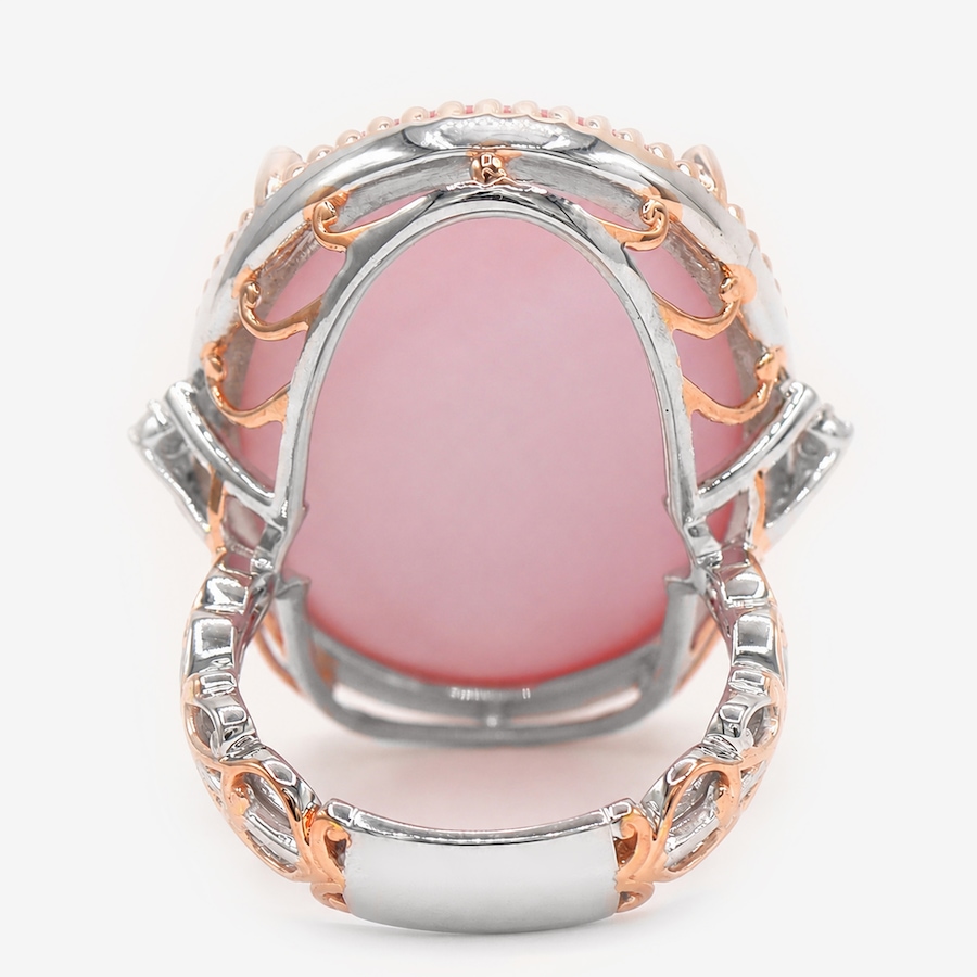 Image 756405_ALTMORE2.jpg, Product 756-405 / Price $319.99, Gems En Vogue Palladium Silver Pink Mabe Shell & White Zircon Ring from Gems En Vogue on TSC.ca's Jewellery department