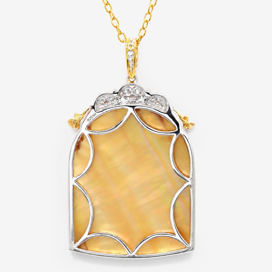 Image 756408_ALTMORE1.jpg, Product 756-408 / Price $339.99, Gems En Vogue Palladium Silver Yellow Mother of Pearl & White Zircon Pendant With Chain from Gems En Vogue on TSC.ca's Jewellery department