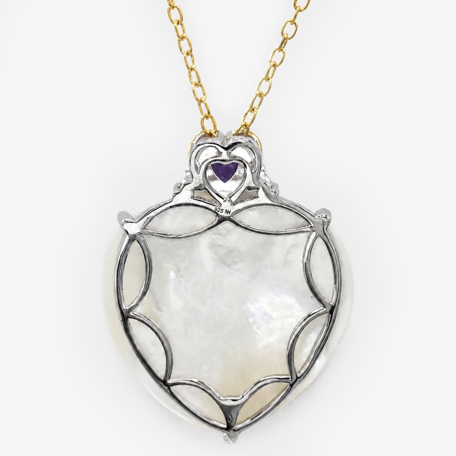 Image 756409_ALTMORE1.jpg, Product 756-409 / Price $279.99, Gems En Vogue Palladium Silver Carved White Mother of Pearl With Tanzanite Pendant With Chain from Gems En Vogue on TSC.ca's Jewellery department
