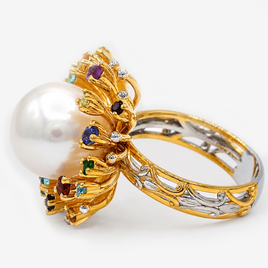 Image 756410_ALTMORE1.jpg, Product 756-410 / Price $389.99, Gems En Vogue Palladium Silver White Edison Pearl & Multi Gemstone Ring from Gems En Vogue on TSC.ca's Jewellery department