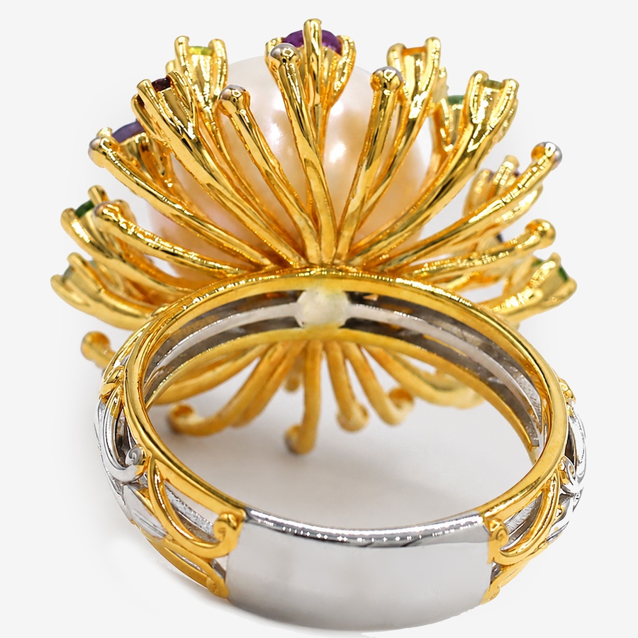 Image 756410_ALTMORE2.jpg, Product 756-410 / Price $389.99, Gems En Vogue Palladium Silver White Edison Pearl & Multi Gemstone Ring from Gems En Vogue on TSC.ca's Jewellery department