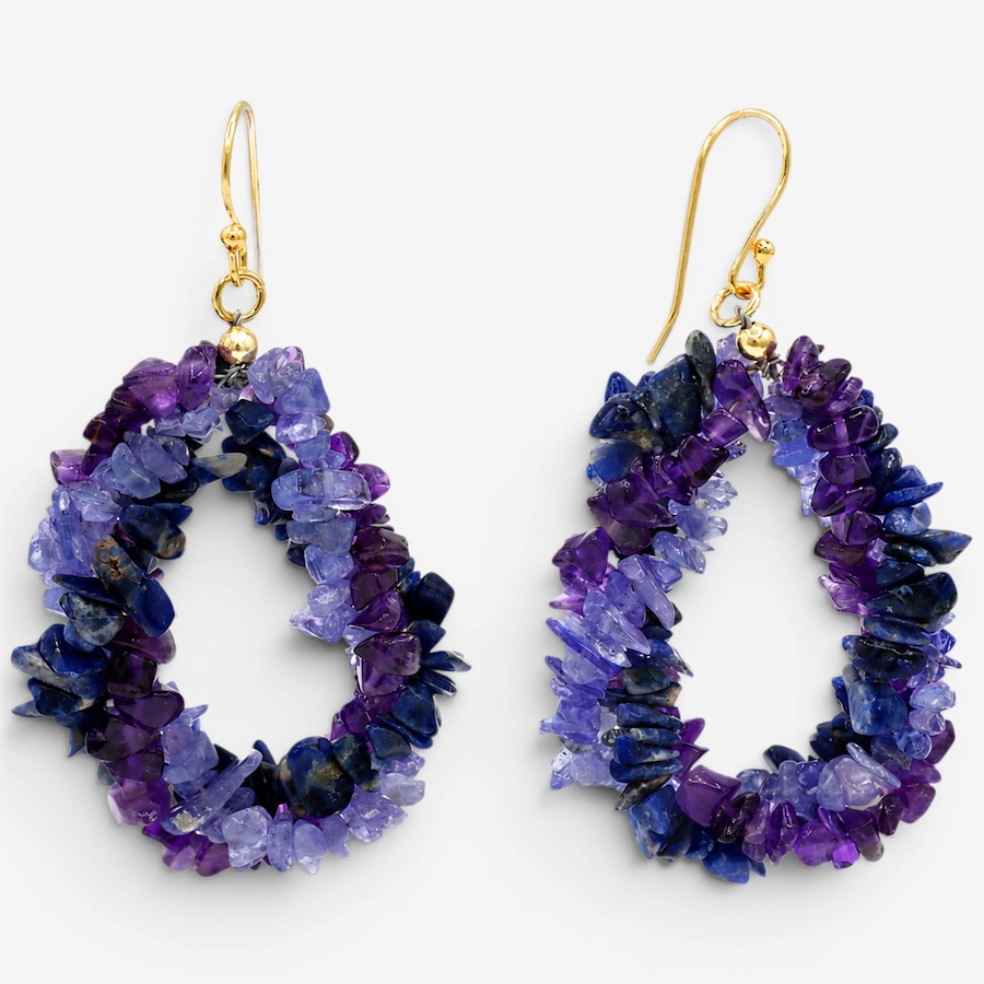 Image 756411.jpg, Product 756-411 / Price $89.99, Gems En Vogue Palladium Silver Tumbled Bead Amethyst, Tanzanite & Soldolite Earrings from Gems En Vogue on TSC.ca's Jewellery department