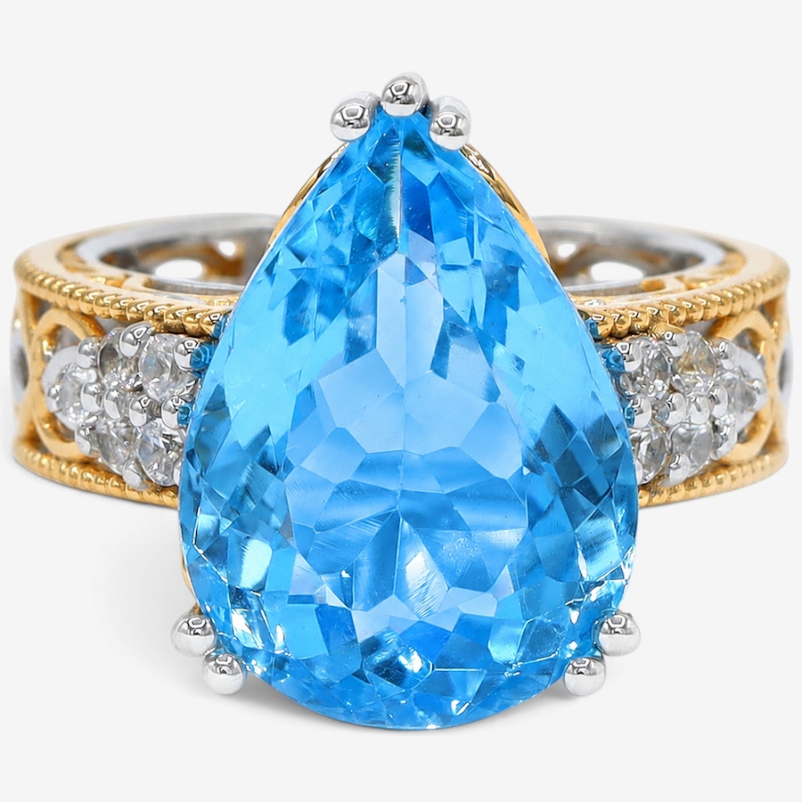Image 756641_PEAR.jpg, Product 756-641 / Price $329.99, Gems En Vogue Palladium Silver Blue Topaz & White Zircon Ring from Gems En Vogue on TSC.ca's Jewellery department