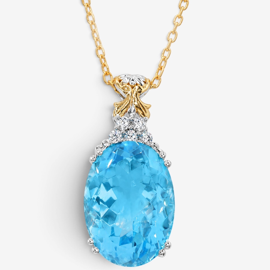 Image 756642_OVL.jpg, Product 756-642 / Price $329.99, Gems En Vogue Palladium Silver Blue Topaz & White Zircon Pendant from Gems En Vogue on TSC.ca's Jewellery department