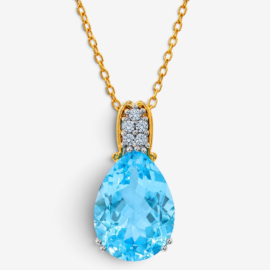 Image 756642_PEAR.jpg, Product 756-642 / Price $329.99, Gems En Vogue Palladium Silver Blue Topaz & White Zircon Pendant from Gems En Vogue on TSC.ca's Jewellery department