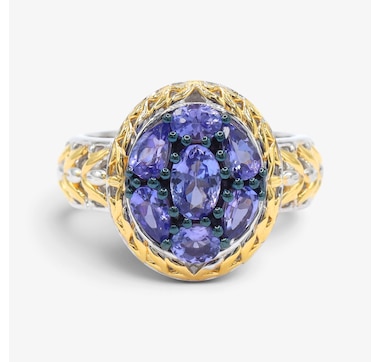 Gems en Vogue Palladium Silver Tanzanite Cluster Ring