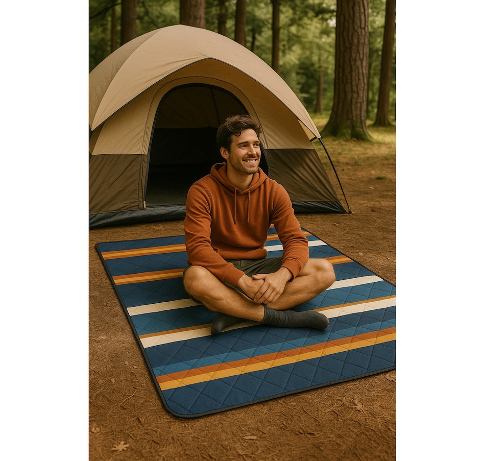Image 759786_ALTMORE1.jpg, Product 759-786 / Price $24.99, Hurley Blue Stripe Design Packable Camping Mat (60" x 70") from Hurley on TSC.ca's Health & Fitness department