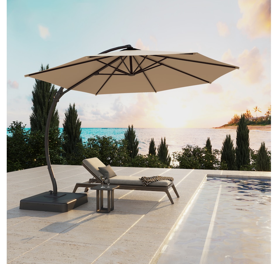 Image 759847_ALTMORE2.jpg, Product 759-847 / Price $389.99, Lausaint 11' Cantilever Umbrella with Base (beige) from Lausaint on TSC.ca's Home & Garden department