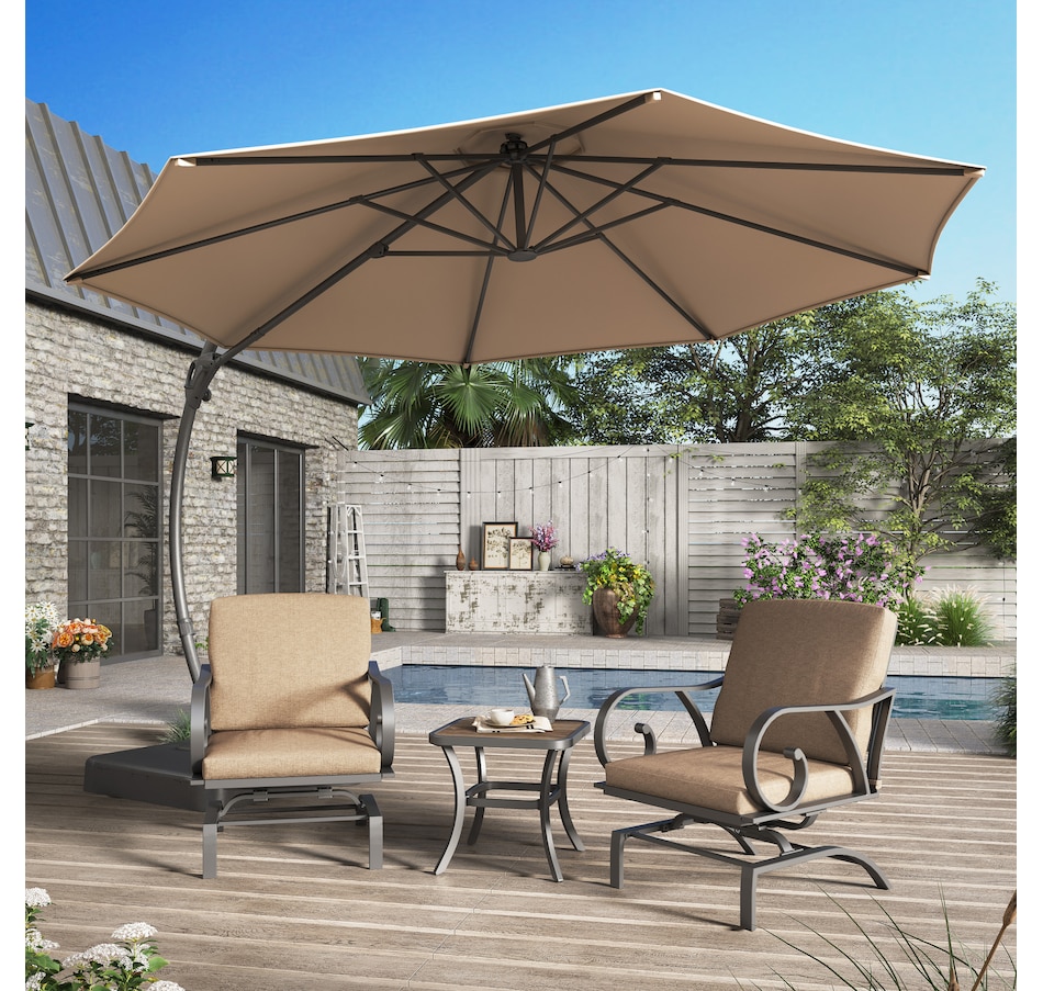 Image 759847_ALTMORE4.jpg, Product 759-847 / Price $389.99, Lausaint 11' Cantilever Umbrella with Base (beige) from Lausaint on TSC.ca's Home & Garden department