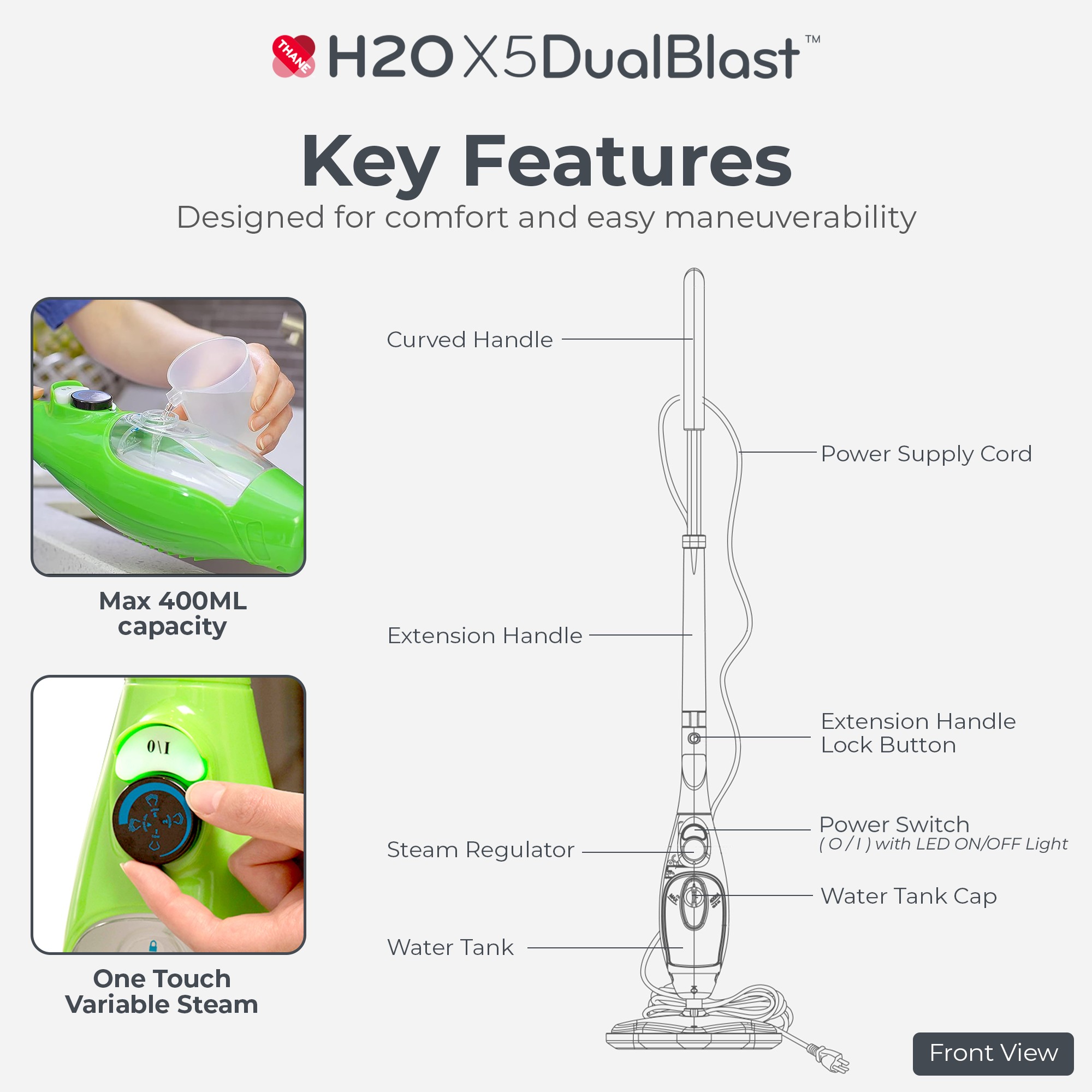 H2O X5 Dual Blast Steam Mop Bundle plus Elite Cloth Set Bonus - TSC.ca