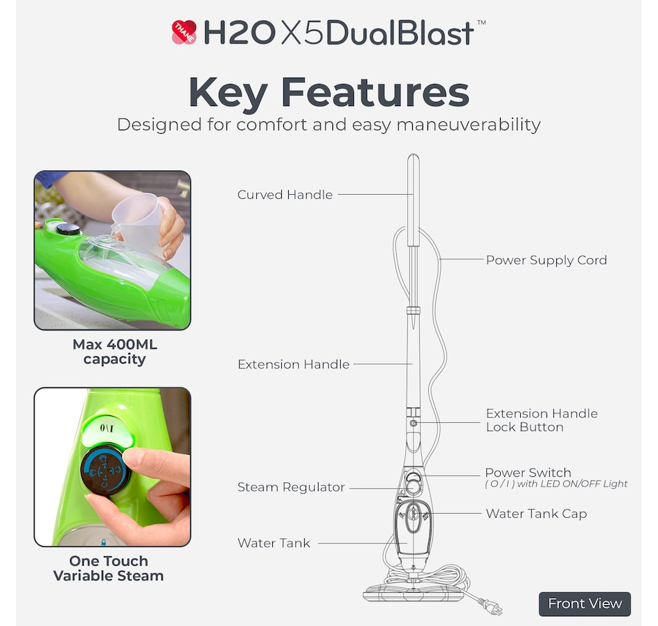 Image 759954_ALTMORE6.jpg, Product 759-954 / Price $169.99, H2O X5 Dual Blast Steam Mop Bundle plus Elite Cloth Set Bonus from H2O Cleaning on TSC.ca's Home & Garden department