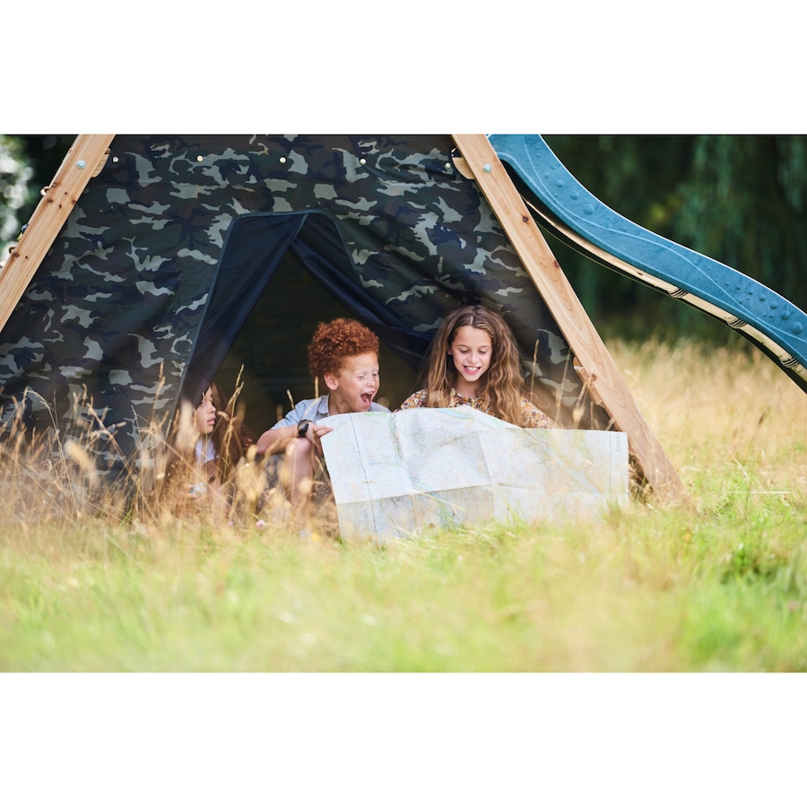 Image 761680_ALTMORE7.jpg, Product 761-680 / Price $999.99, Plum Wooden Climbing Pyramid with Swing Arm, Swing Set, Ladders, Rock Wall  and 8' Wave Slide from Plum on TSC.ca's Home & Garden department