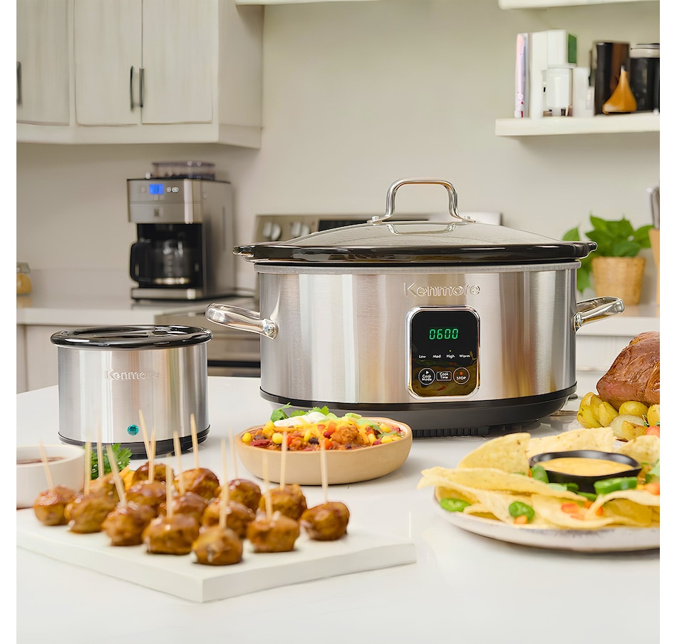 Image 761691_ALTMORE1.jpg, Product 761-691 / Price $135.99, Kenmore Programmable 7-Quart Slow Cooker with Dipper Sauce Warmer from Kenmore on TSC.ca's Kitchen department