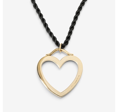Estate Originals 18K Yellow Gold Tiffany &amp; Co. Open Heart Pendant with Black Cord