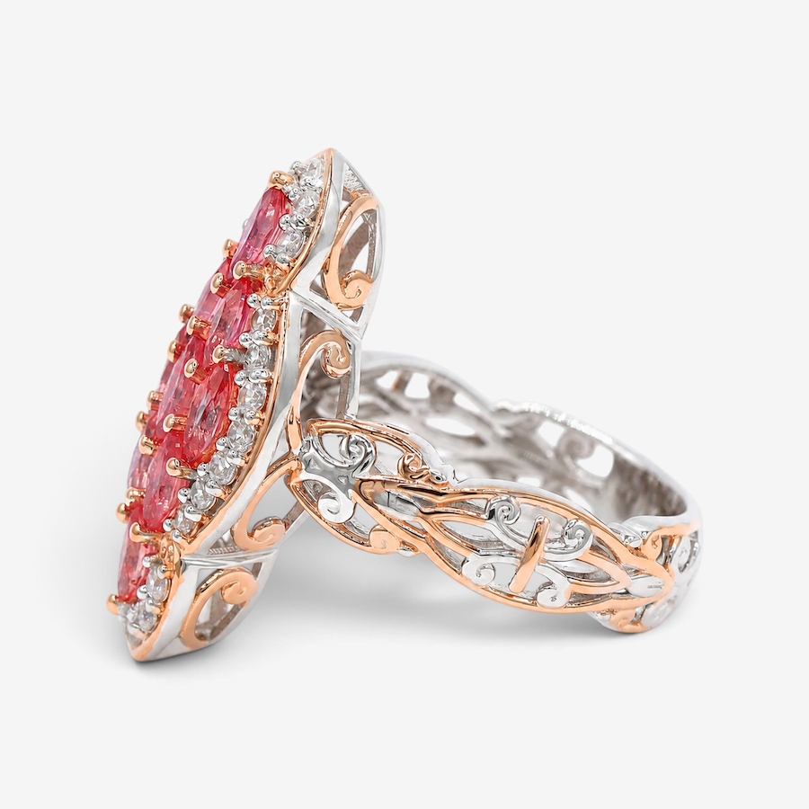 Image 766174_ALTMORE1.jpg, Product 766-174 / Price $399.99, Gems en Vogue Palladium Silver Padparadscha Sapphire and White Zircon Ring from Gems En Vogue on TSC.ca's Jewellery department